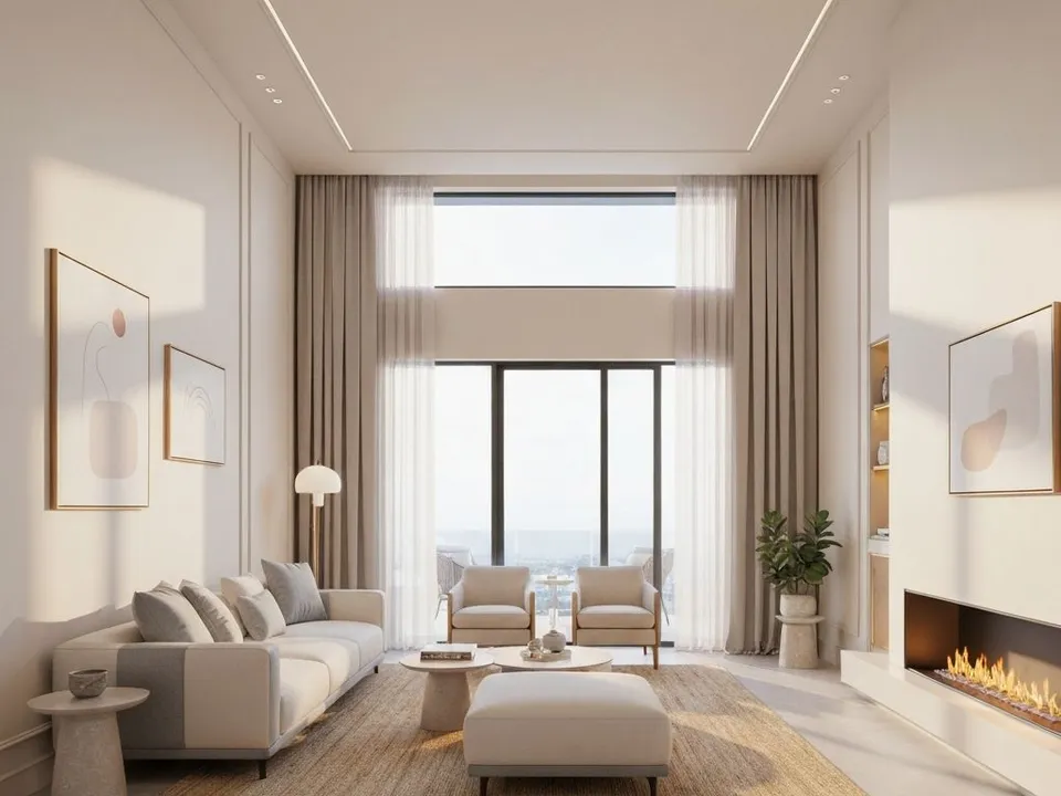 Sala de estar com design elegante em imóvel de alto padrão